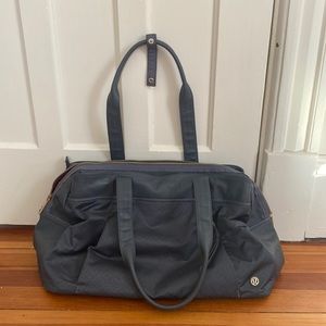 Grey Lululemon bag (pink interior) - use for gym, yoga, travel